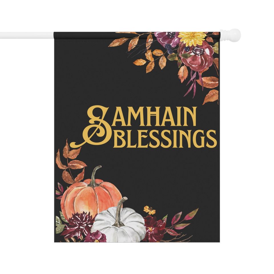 Samhain Blessings Garden Flag, Autumn Fall Outdoor Decor