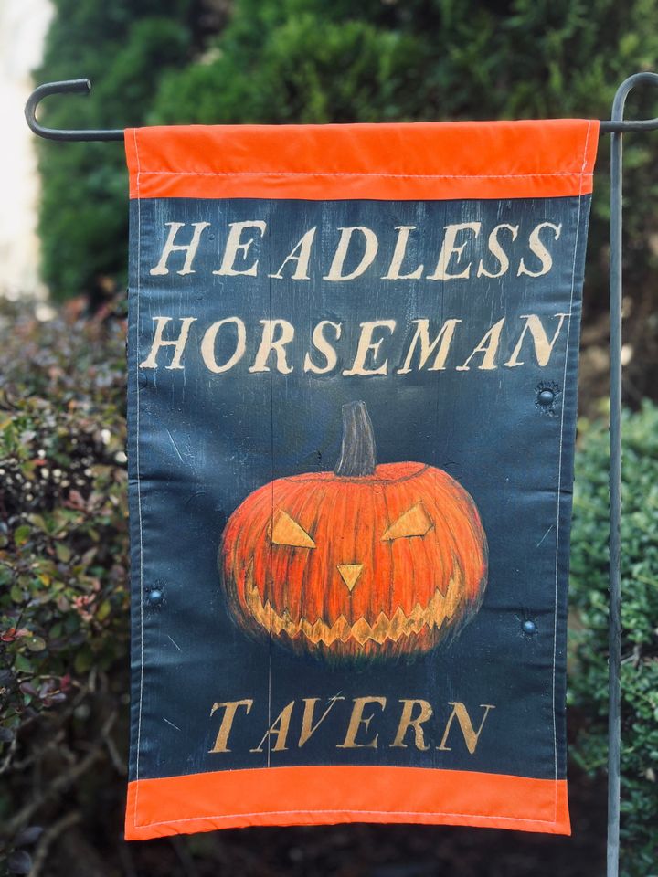 HEADLESS HORSEMAN garden FLAG/Halloween/small flags/pumpkin/jack o lantern flag