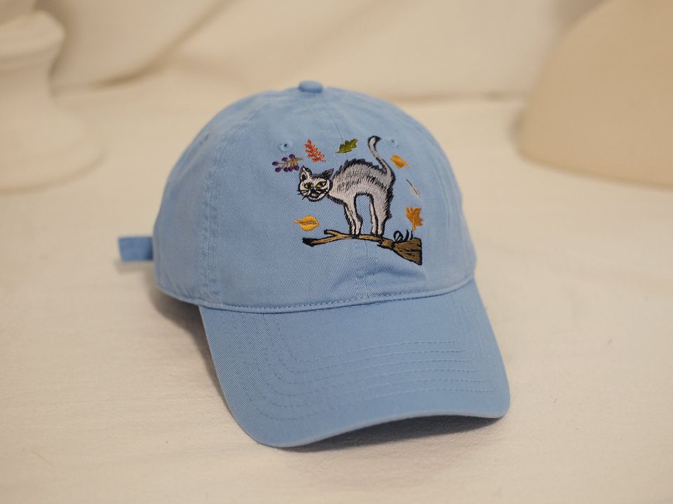 Embroidered Halloween baseball cap--Evil Cat Pattern,Trick or Treat Accessory