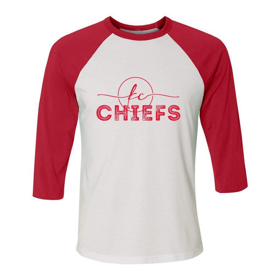KC Chiefs Unisex 3/4 Sleeve Baseball Tee
