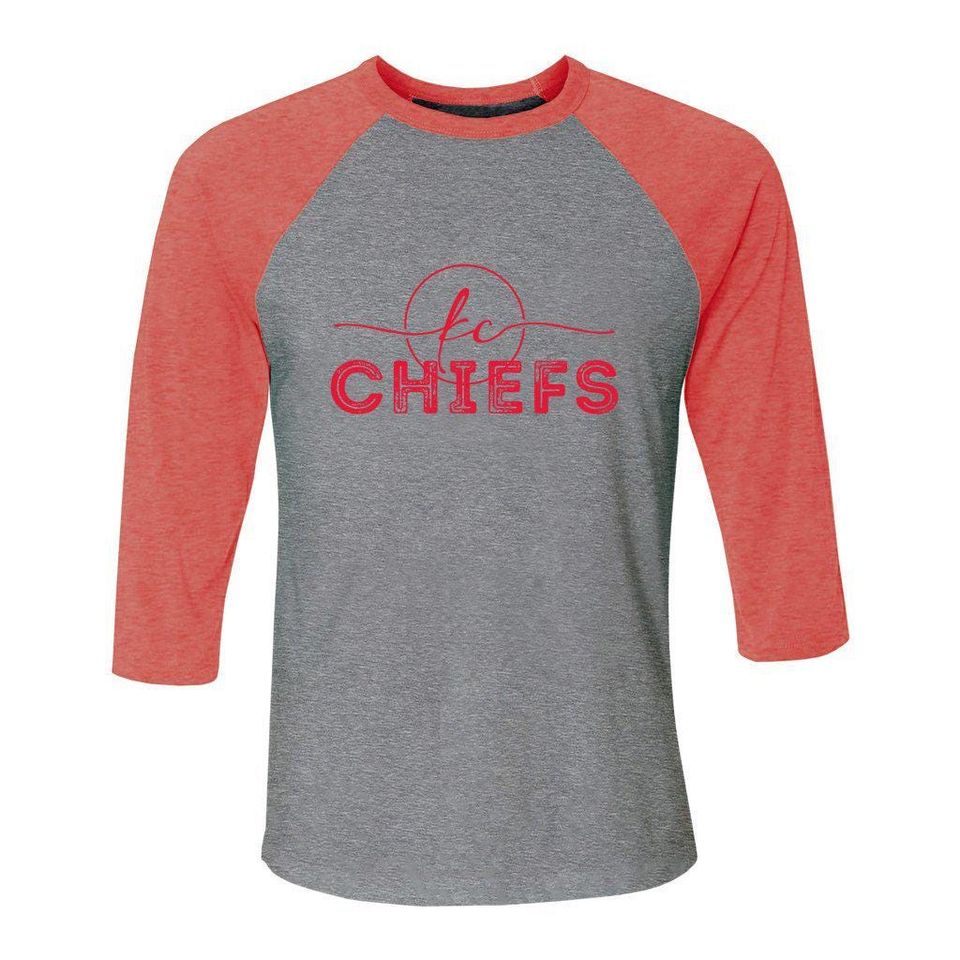 KC Chiefs Unisex 3/4 Sleeve Baseball Tee