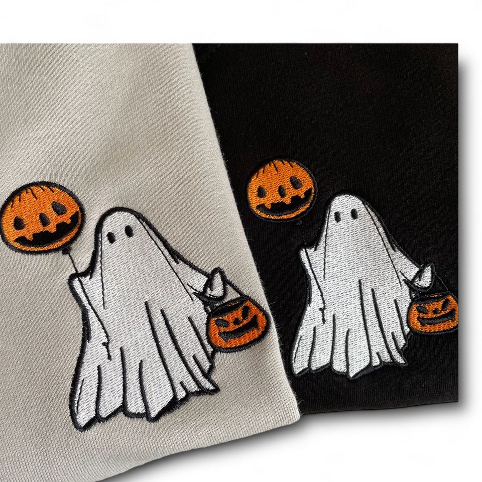 Embroidered Ghost Sweatshirt, halloween jumper, halloween sweatshirt