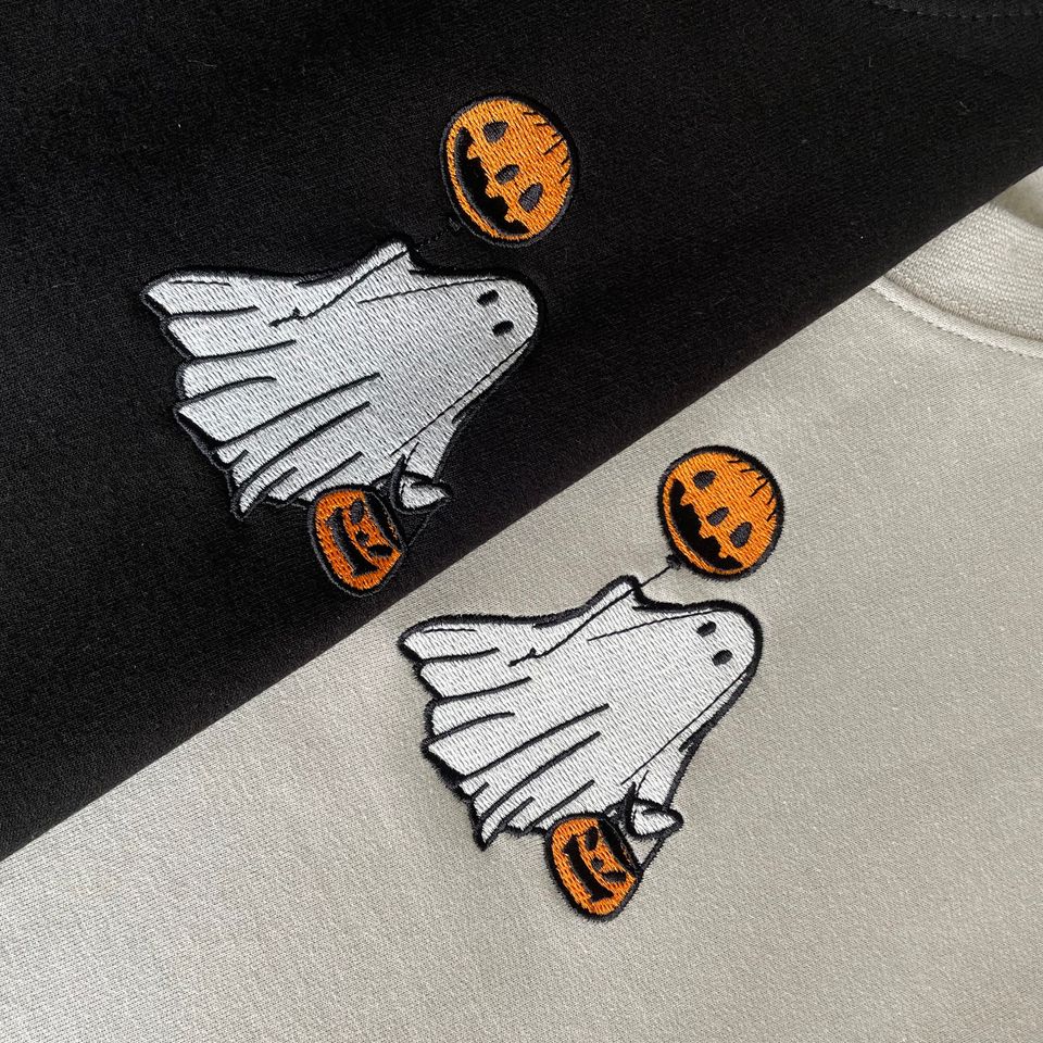 Embroidered Ghost Sweatshirt, halloween jumper, halloween sweatshirt