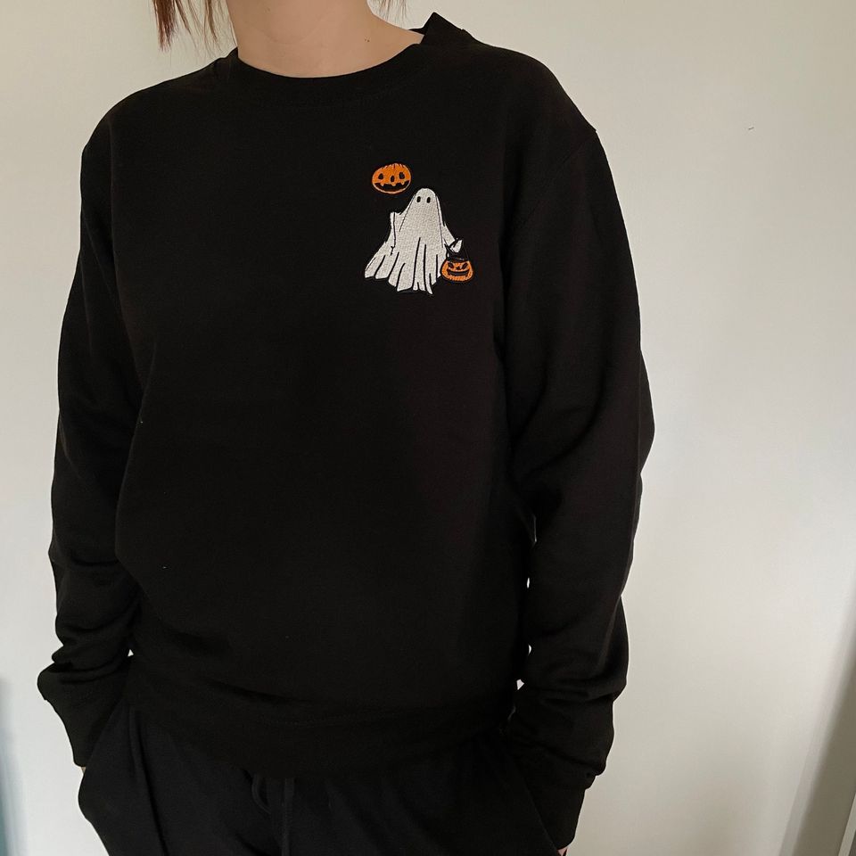 Embroidered Ghost Sweatshirt, halloween jumper, halloween sweatshirt