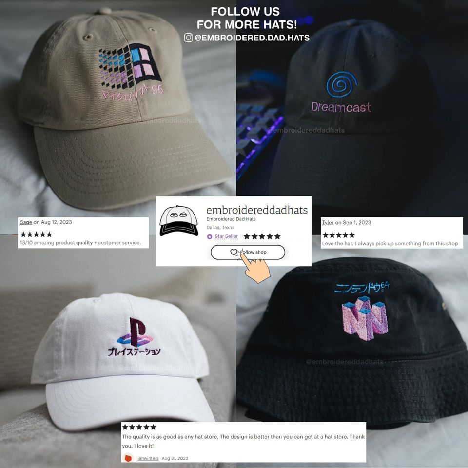 PS Vaporwave 90s Retro Gaming Nostalgia Embroidered Hat