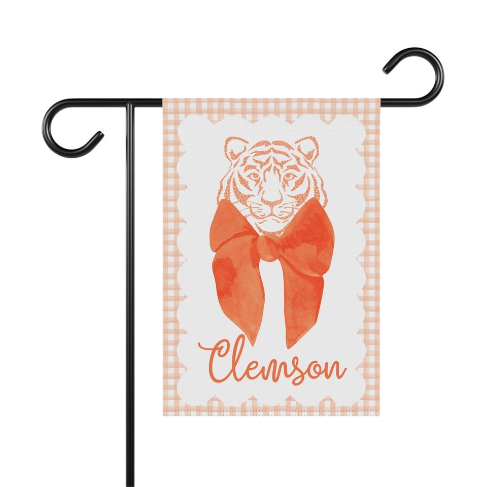 GAMEDAY // Clemson Tiger Garden Flag // Tiger Bow Design