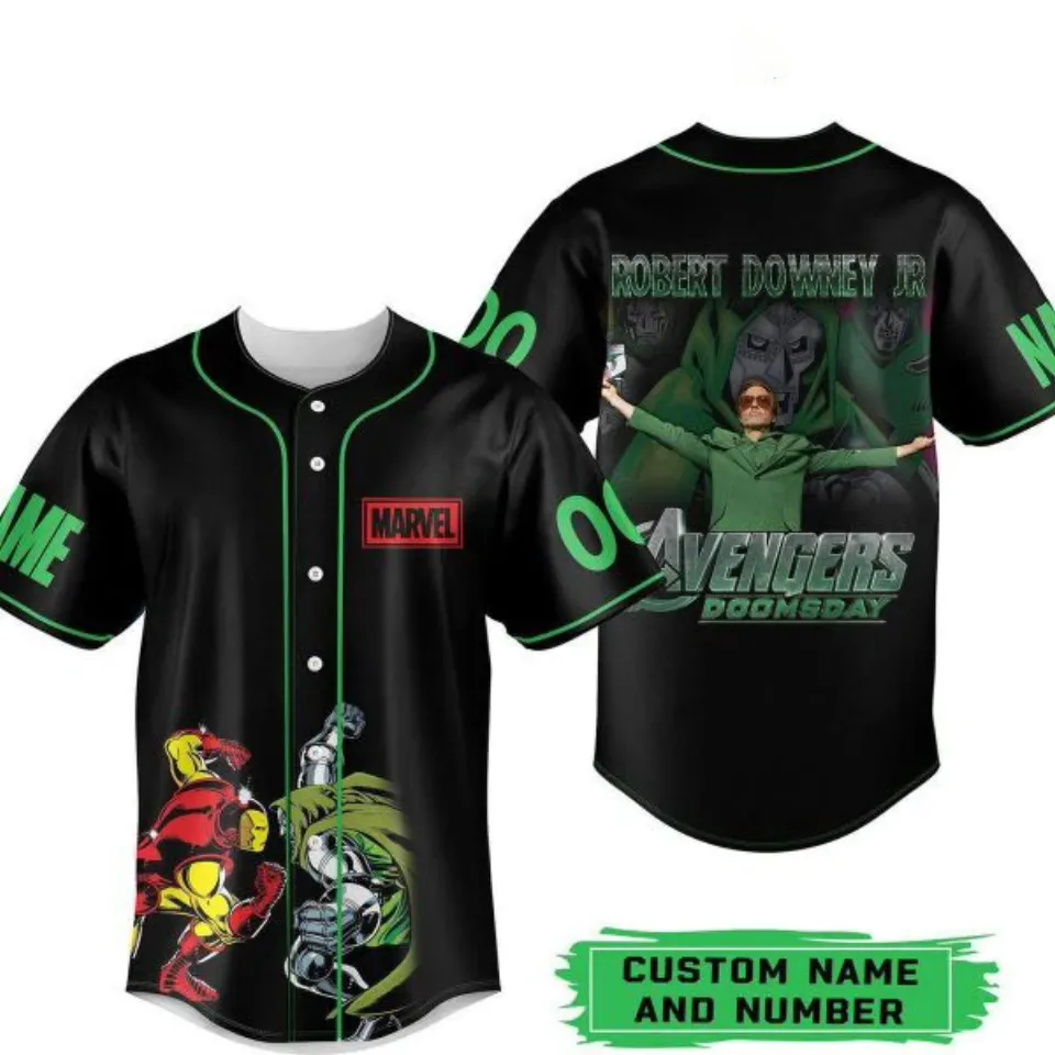 Marvel Robert Downey Jr. Doctor Dooom Iron Man Personalized Baseball Jersey
