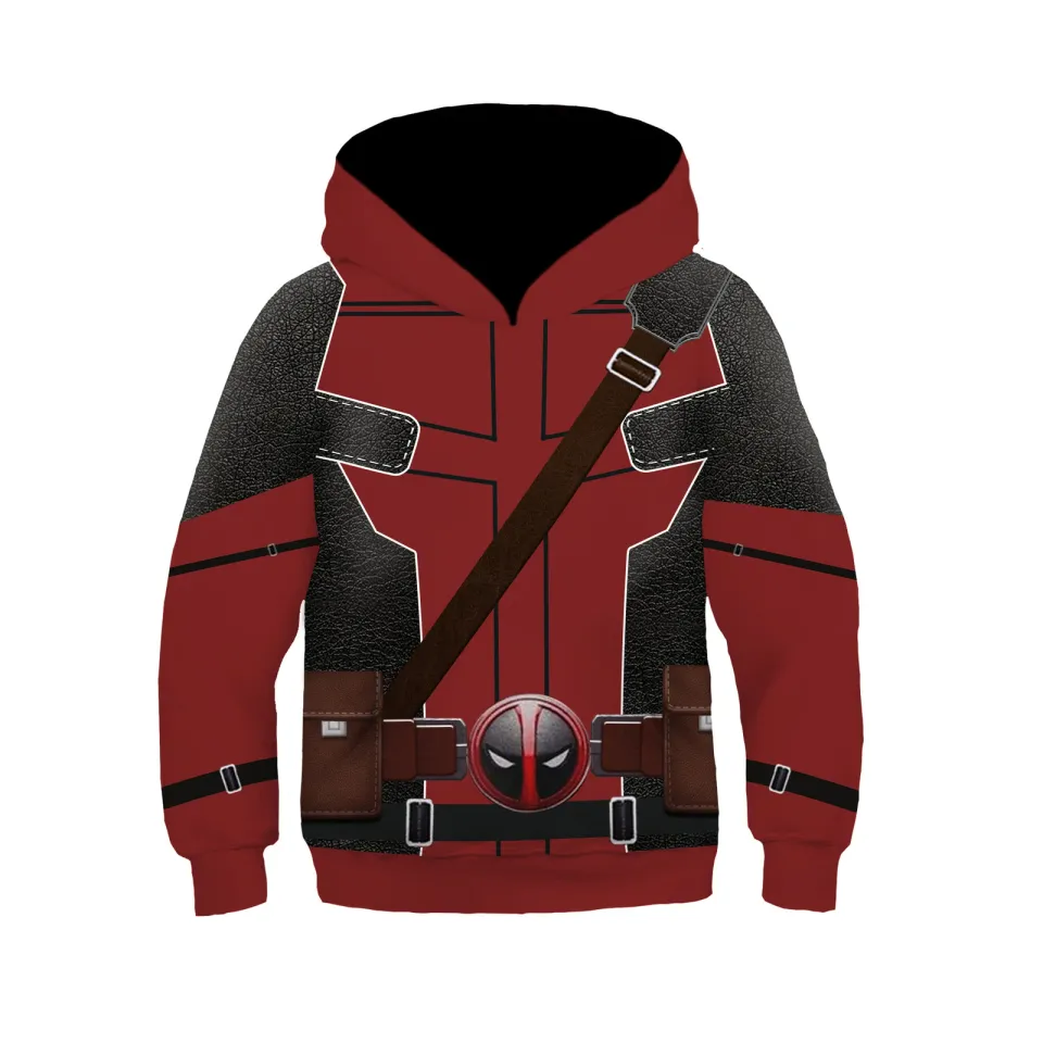 Kids Deadpool And Wolverine Cosplay Hoodie Boys Wade Winston Wilson Pullover Coat