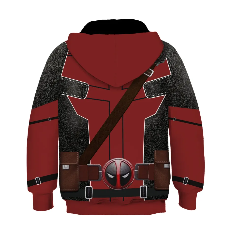 Kids Deadpool And Wolverine Cosplay Hoodie Boys Wade Winston Wilson Pullover Coat