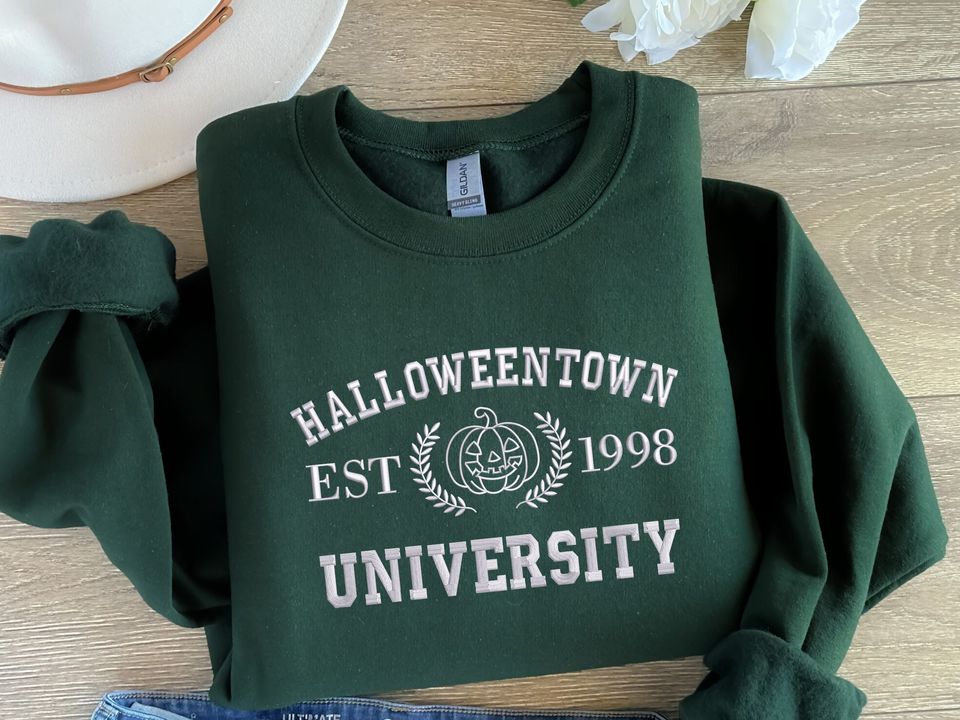 Vintage Embroidered Halloween Sweatshirt, Halloweentown University Sweater
