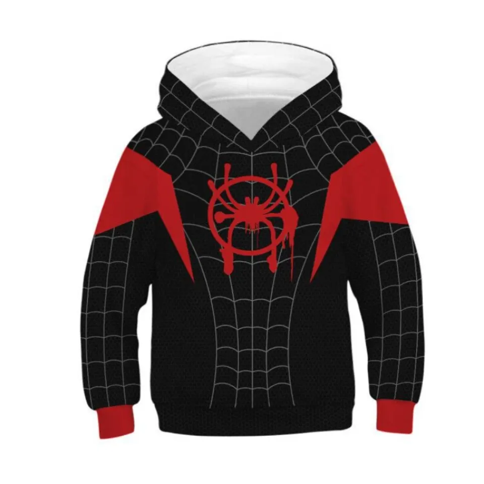 Kids Spider-Man Into the Spider-Verse Hoodie Miles Morales Cosplay Pullover Tops