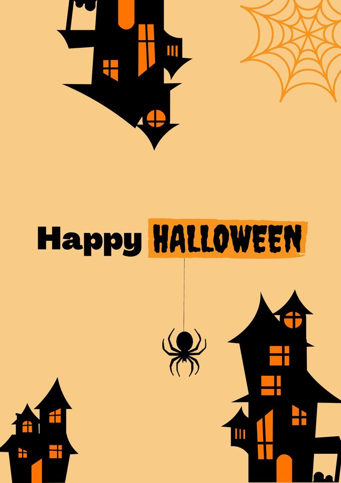 Halloween Poster | Orange Haunted House | DIGITAL Download