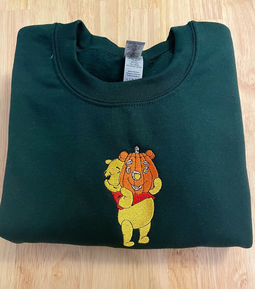 Fall Winnie the Pooh Embroidered Sweatshirt - Embroidered Crewneck