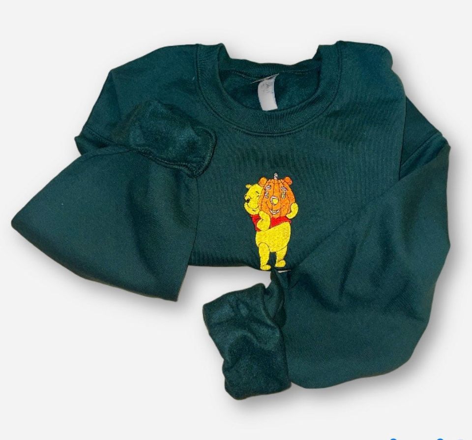 Fall Winnie the Pooh Embroidered Sweatshirt - Embroidered Crewneck