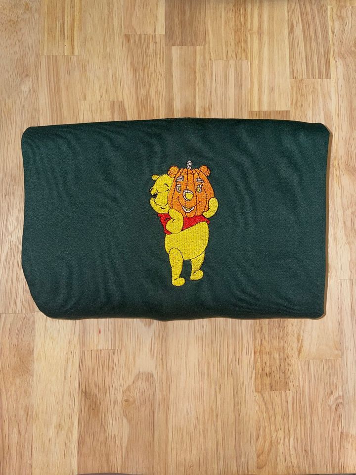 Fall Winnie the Pooh Embroidered Sweatshirt - Embroidered Crewneck