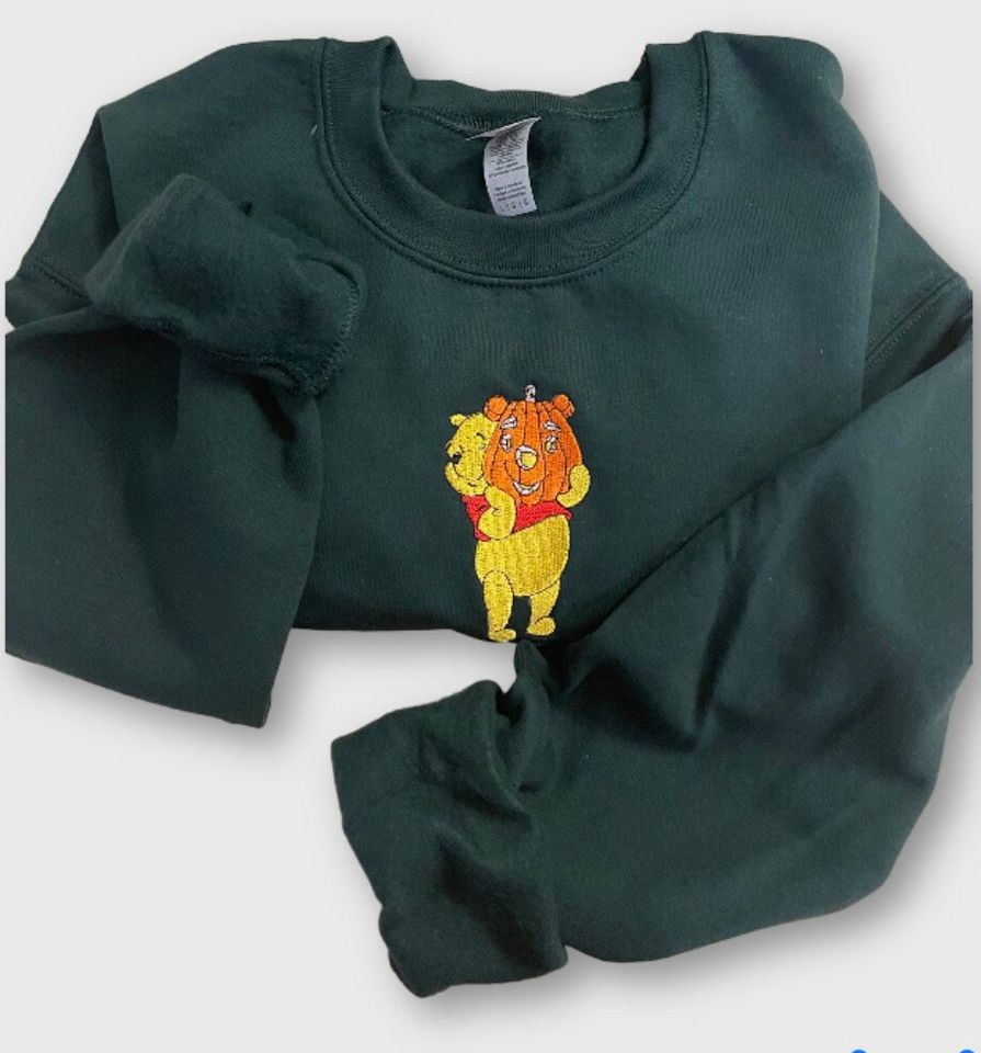 Fall Winnie the Pooh Embroidered Sweatshirt - Embroidered Crewneck