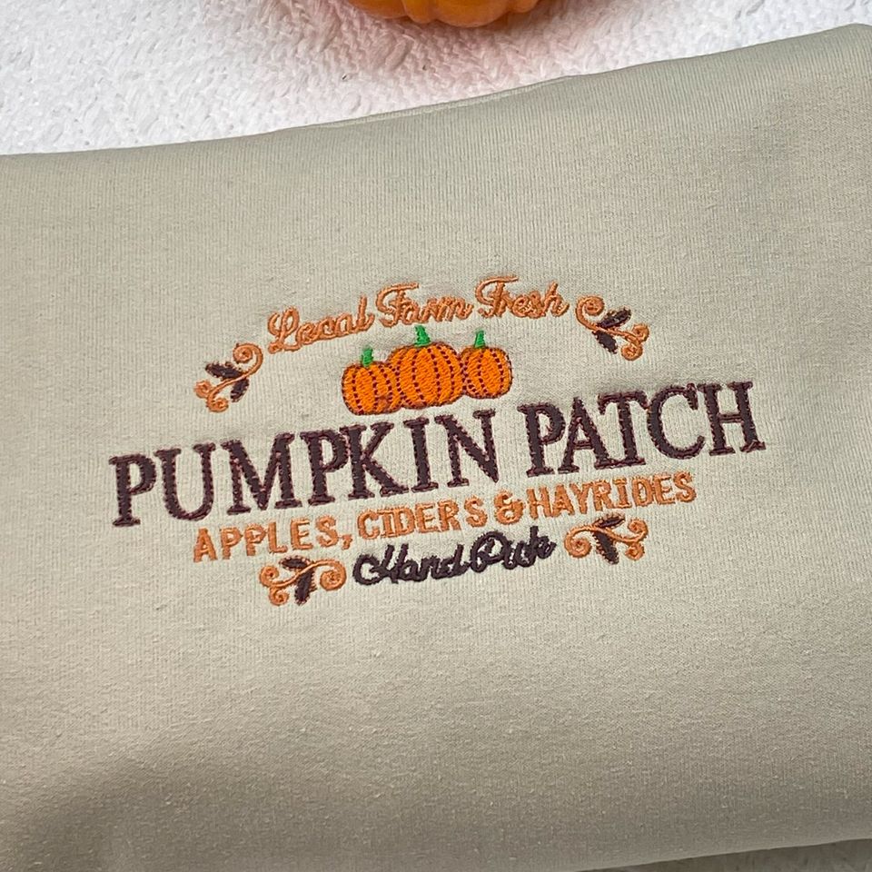 Fall Pumpkin Patch Embroidered Sweatshirt, Embroidery Fall  , Pumpkin
