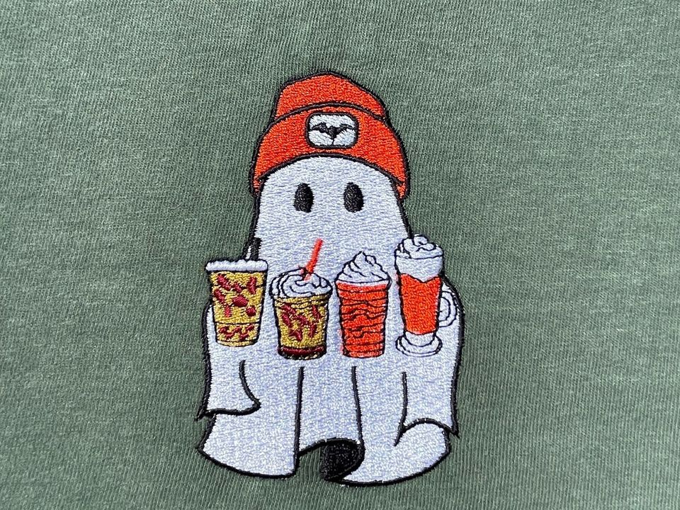Embroidered Halloween Iced Coffee Ghost Shirt/Sweatshirt