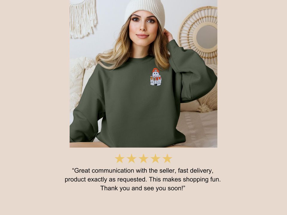 Embroidered Halloween Iced Coffee Ghost Shirt/Sweatshirt