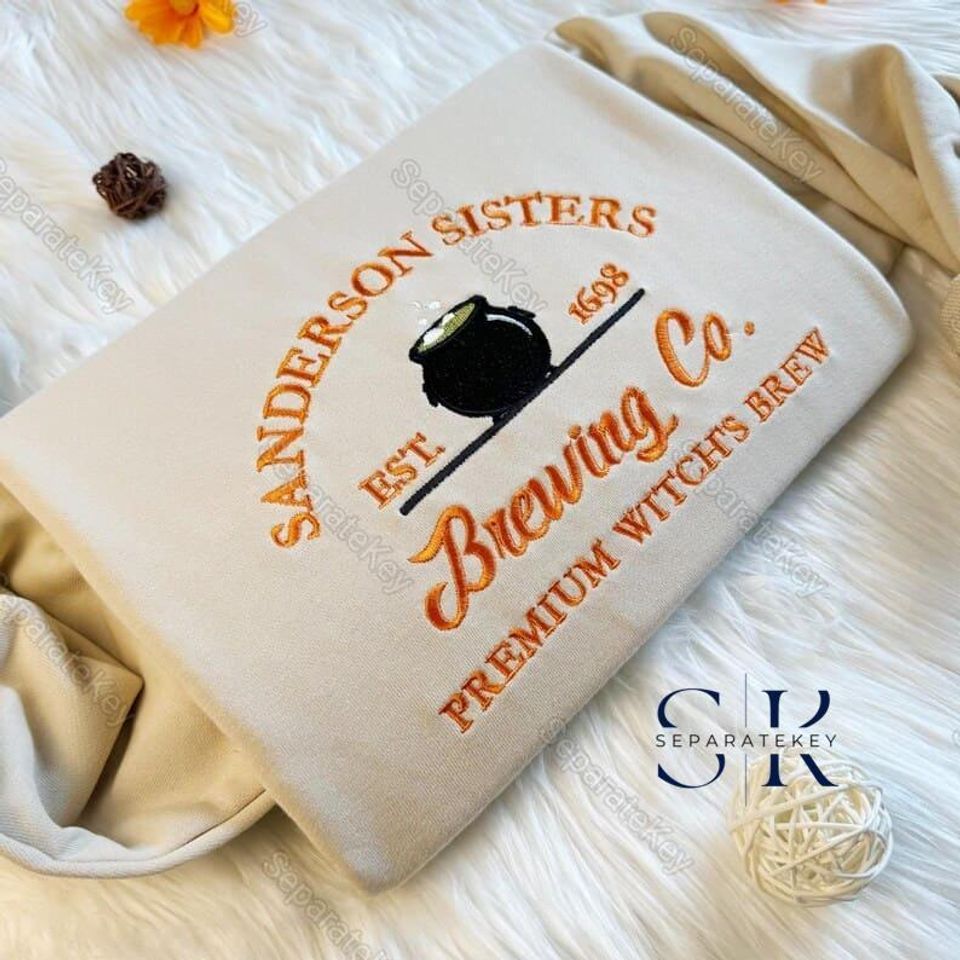 Halloween Sanderson Sisters Sweatshirt, Brewing Co Embroidered Sweatshirt