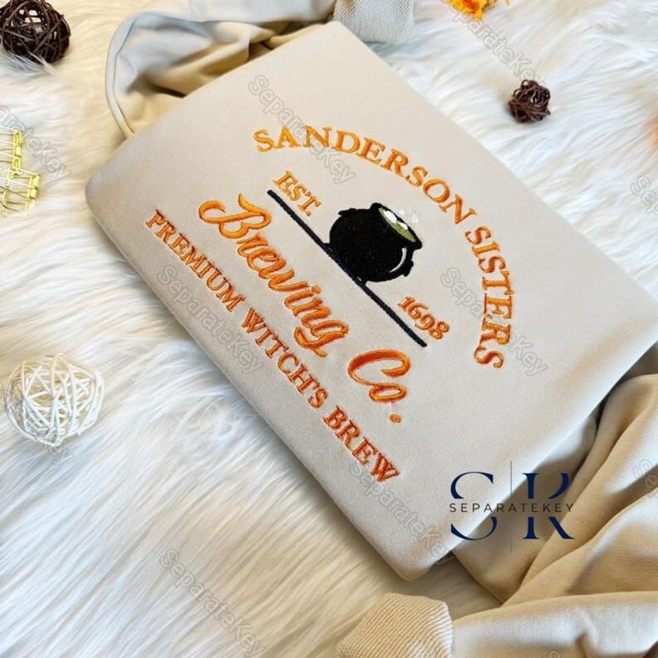 Halloween Sanderson Sisters Sweatshirt, Brewing Co Embroidered Sweatshirt
