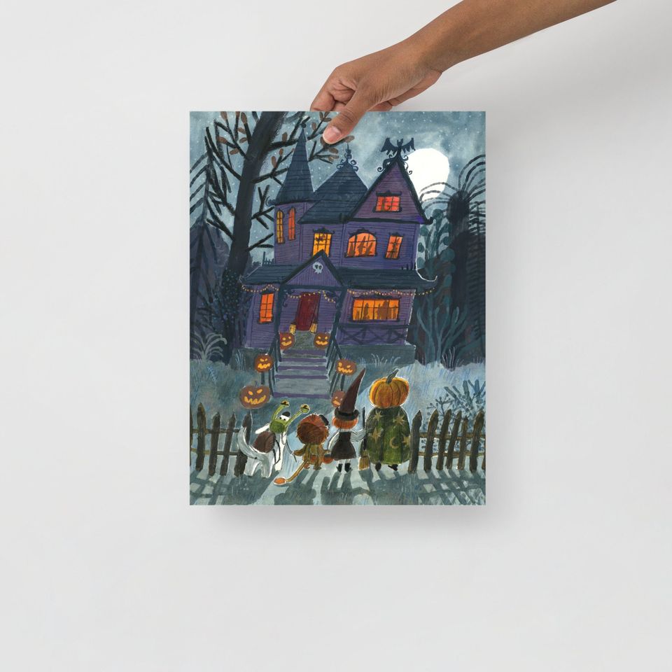 Haunted House Poster, Halloween prints