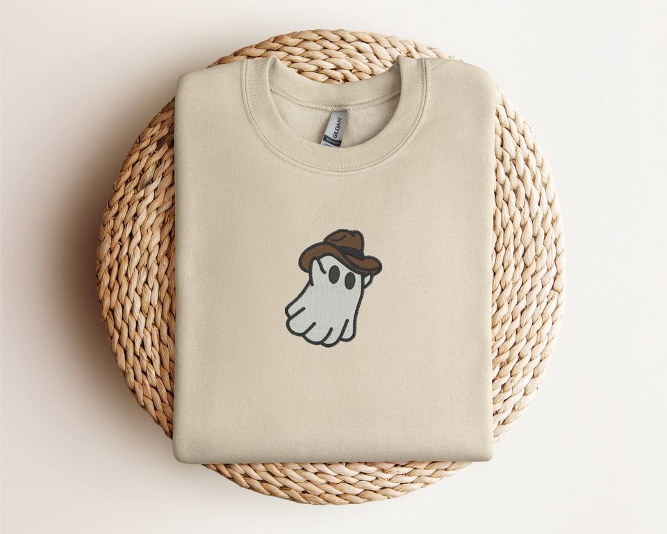 Embroidered Western Ghost Sweatshirt | Western Ghost Embroidery Crewneck