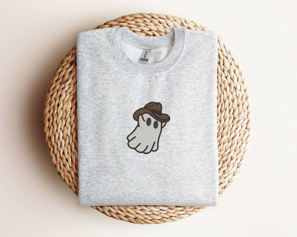 Embroidered Western Ghost Sweatshirt | Western Ghost Embroidery Crewneck
