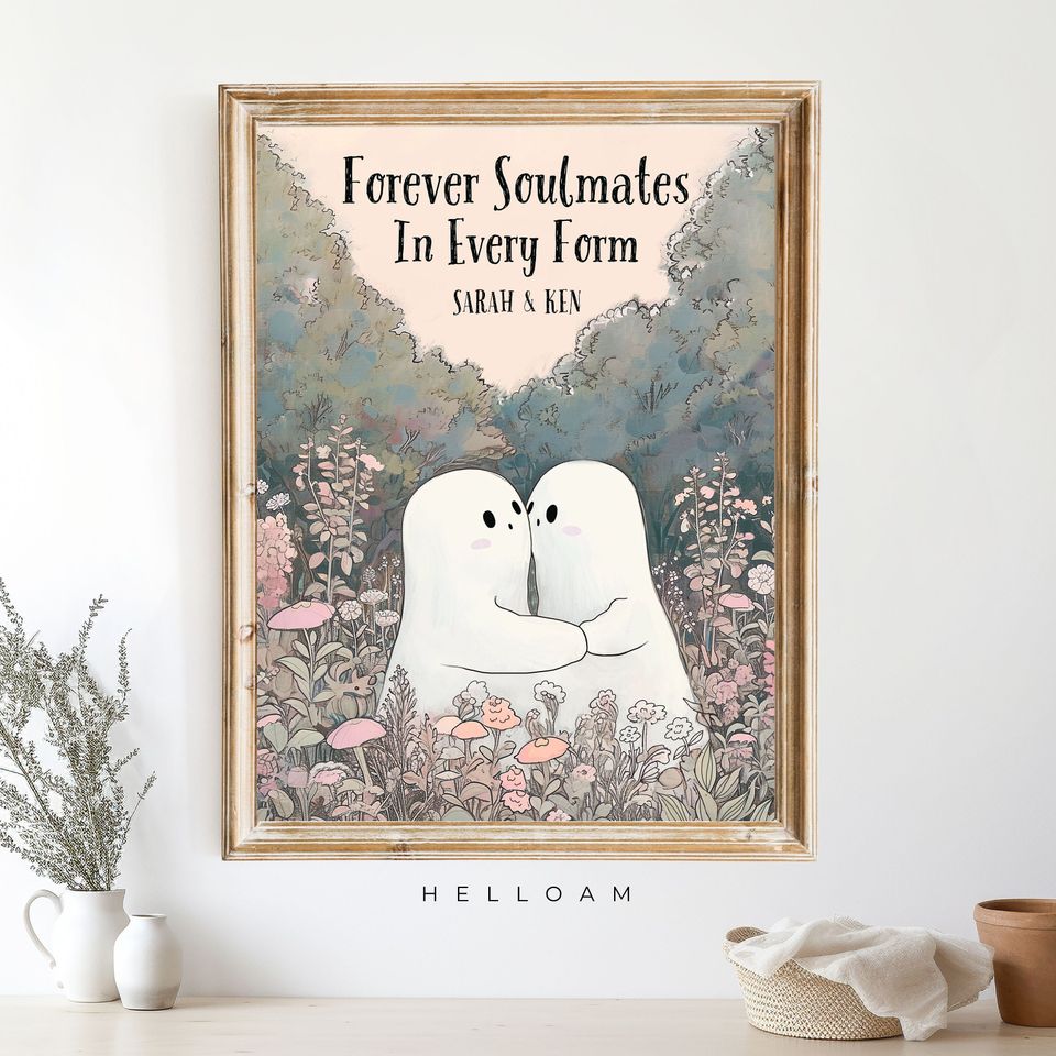 Cute ghost Poster Horror Spooky Cute Wall Art Halloween Poster