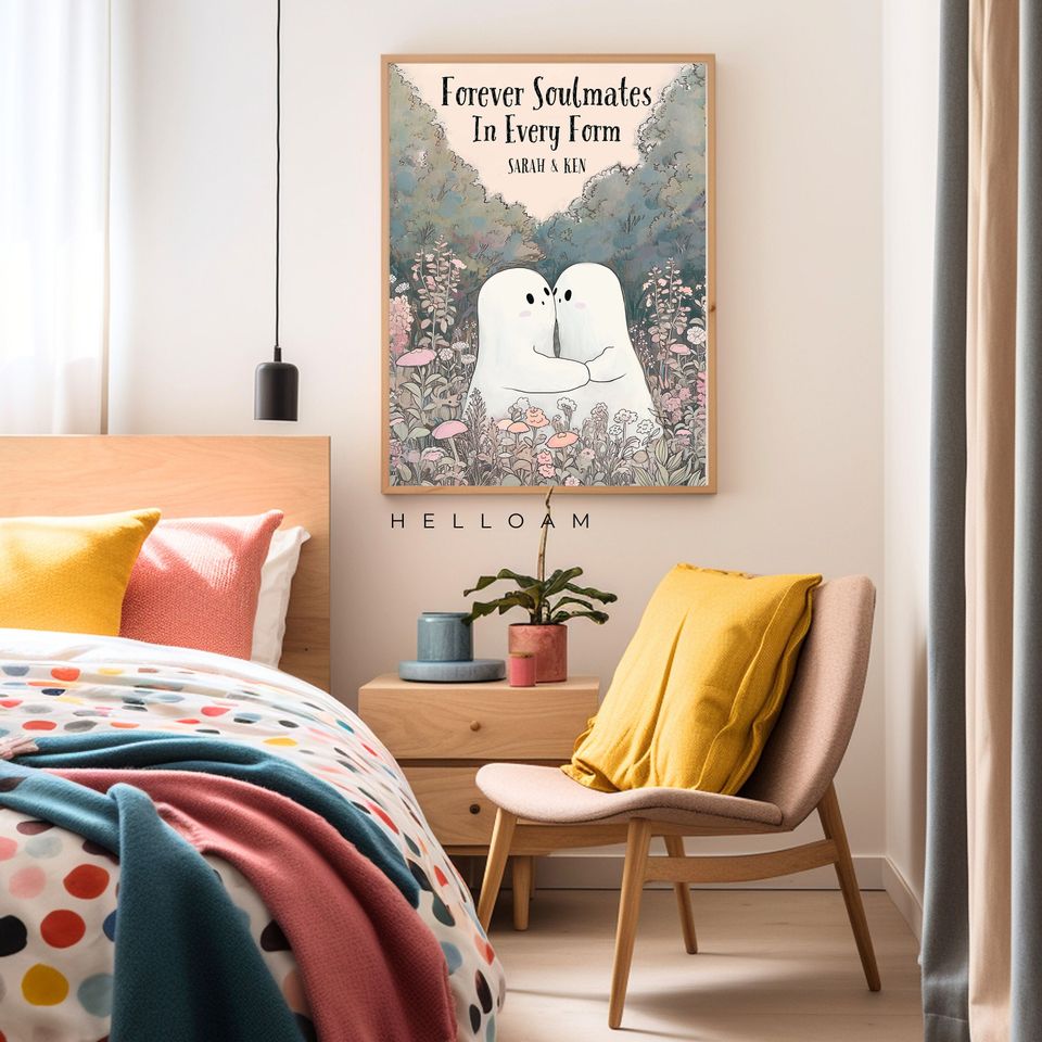 Cute ghost Poster Horror Spooky Cute Wall Art Halloween Poster