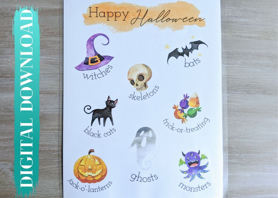 Halloween Poster Digital Download. Halloween Terms Chart for School