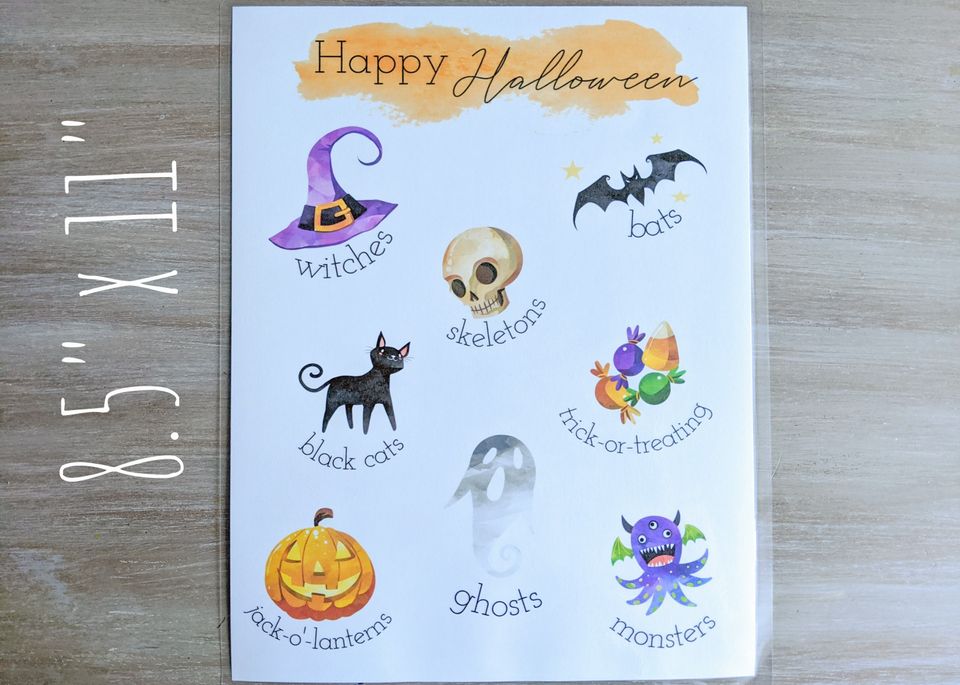 Halloween Poster Digital Download. Halloween Terms Chart for School