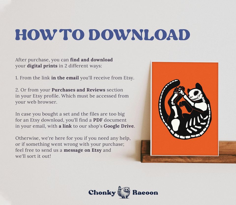 Halloween Cat Poster | Skeleton Cat Print | Whimsical Halloween Decor