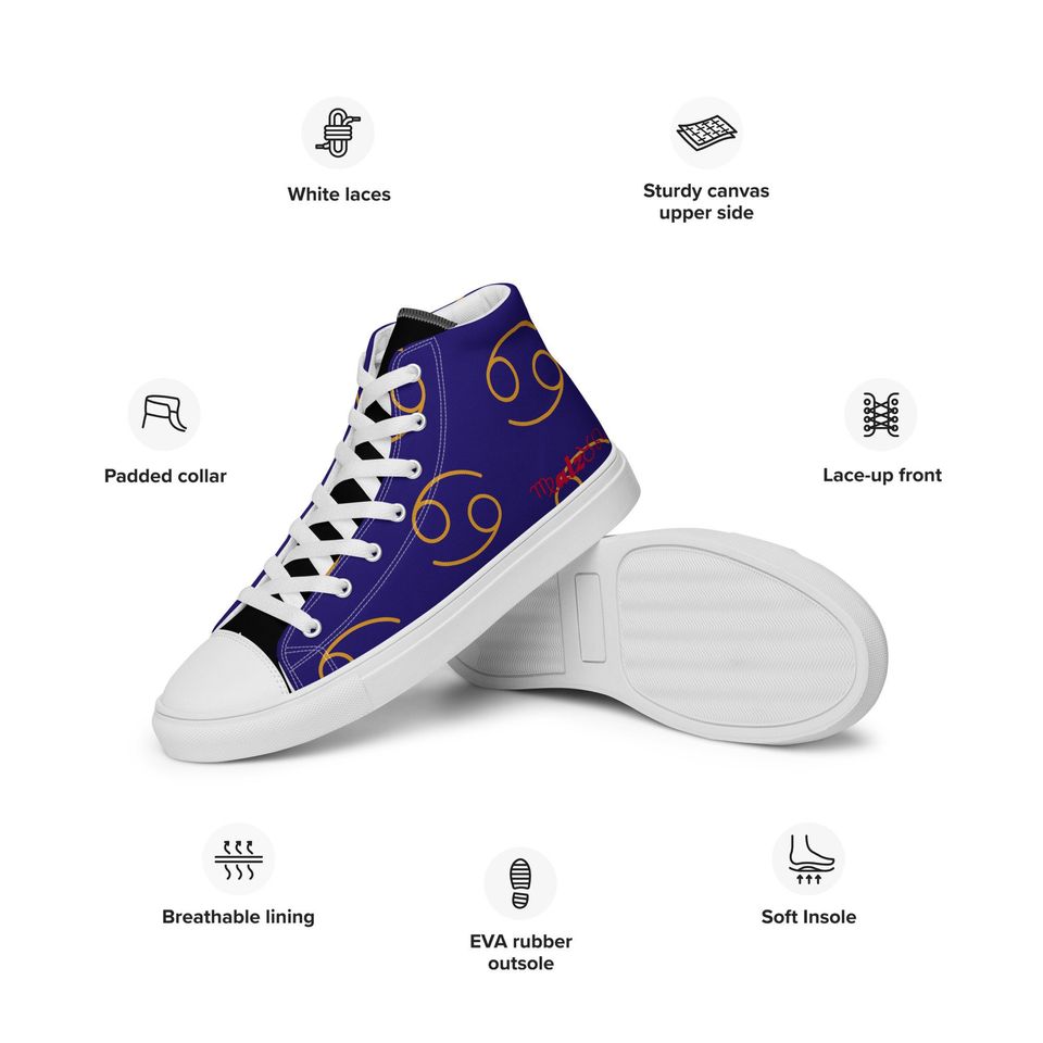 Baltimore Ravens Zodiac Sign Shoes l Adult Gym Sneakers l Astrology Hightop l High Top Canves Shoe l Custom Pattern Gift l Astrological