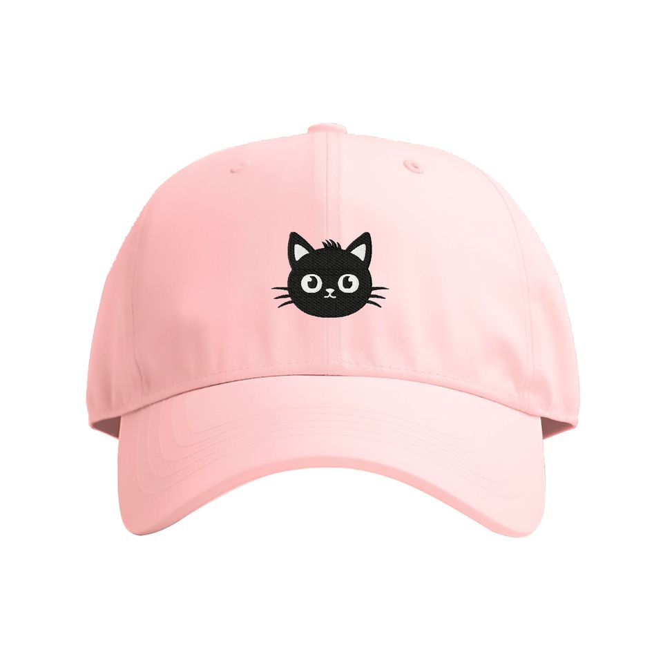 Cute Black Cat Embroidered 100% Cotton Cap | UK Embroidered