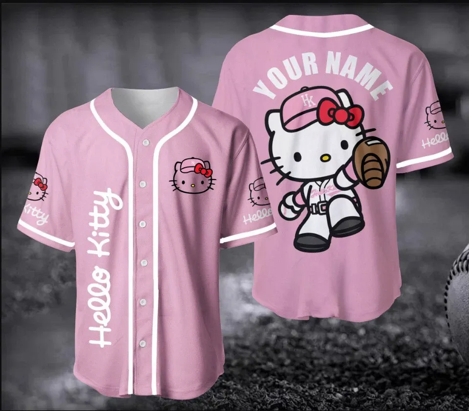 Hello Kitty Jersey Shirt, Custom Hello Kitty Baseball Jersey For Baseball Fans