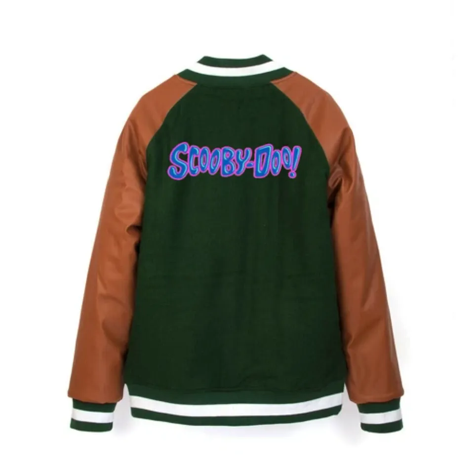 MEN'S SCOOBY DOO VARSITY GREEN WOOL AND FAUX Baseball JACKET