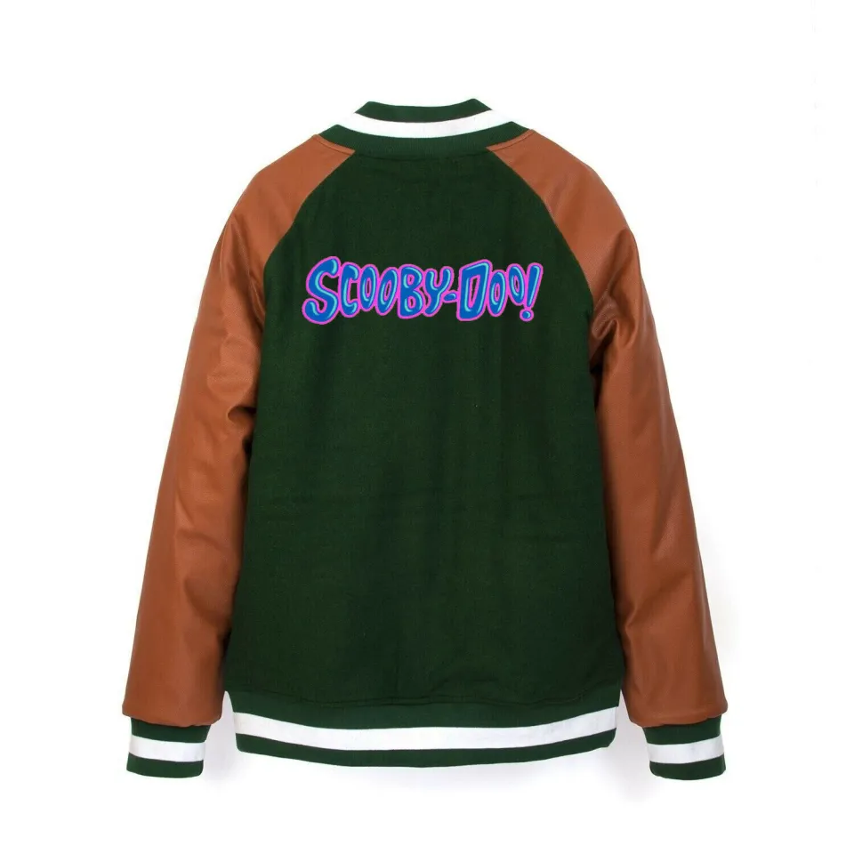 MEN'S SCOOBY DOO VARSITY GREEN WOOL AND FAUX Baseball JACKET