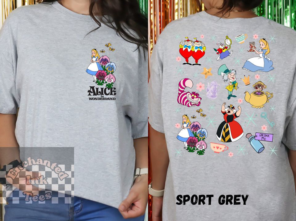 Alice in Wonderland Doodles Unisex Sweatshirt, Vintage Disney t-shirt