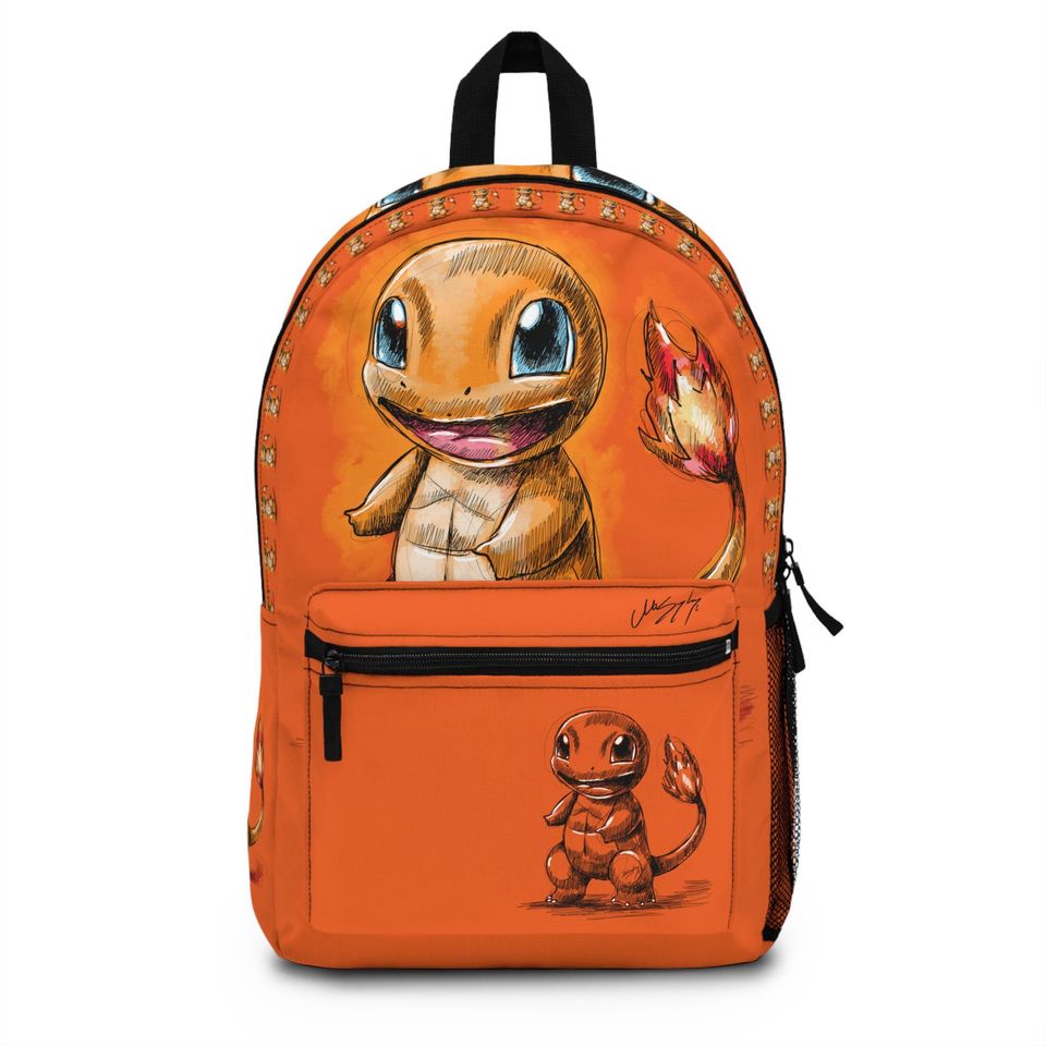 Backpack with Hand-Drawn Cartoon Art