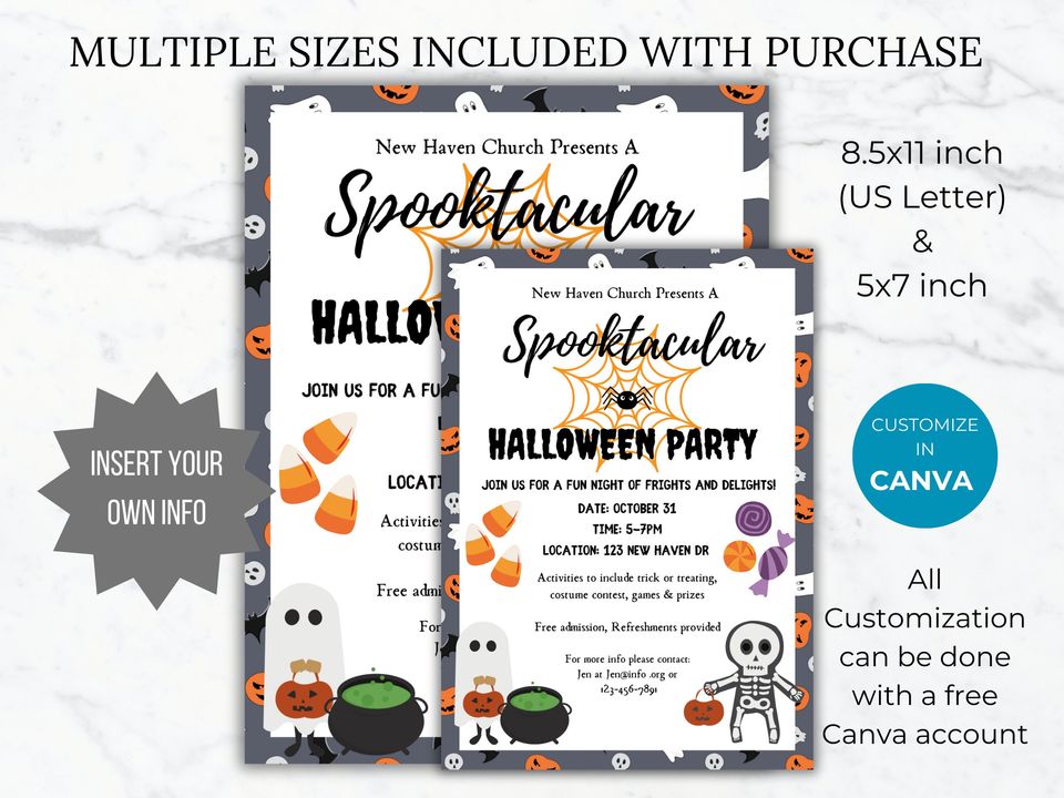 Halloween Party Flyer Template Halloween Bash invite Editable Halloween Church