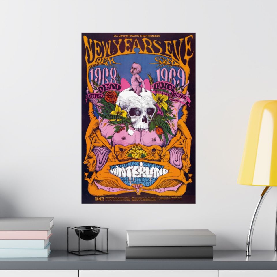 Grateful Dead Winterland Concert Poster - 1968 & 1969 Iconic Rock Show Art Print - Psychedelic Music Wall Decor
