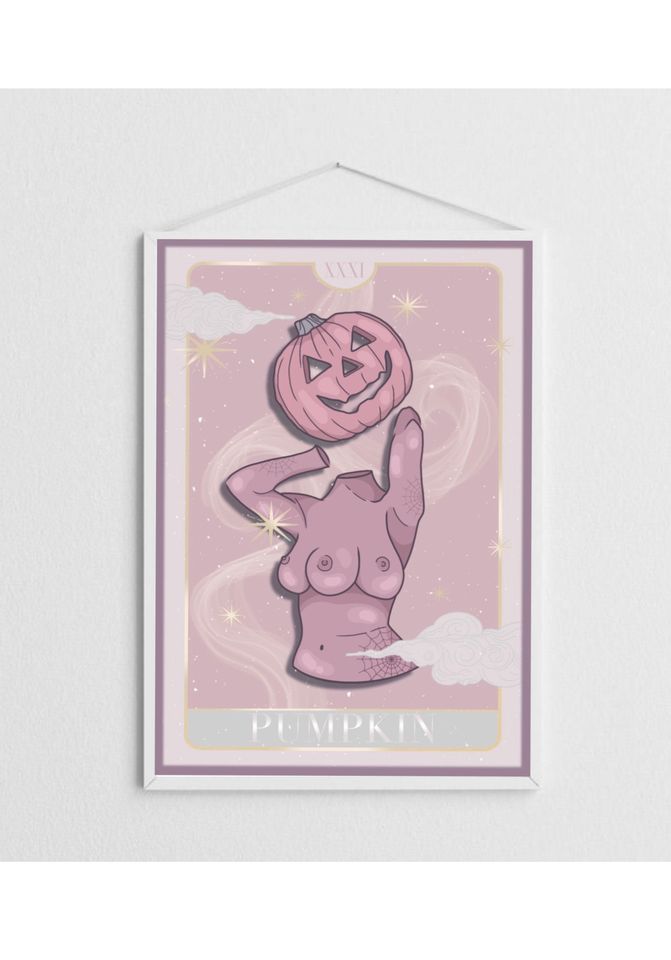 Pumpkin Head Print, Pink Pumpkin Print, Halloween Poster