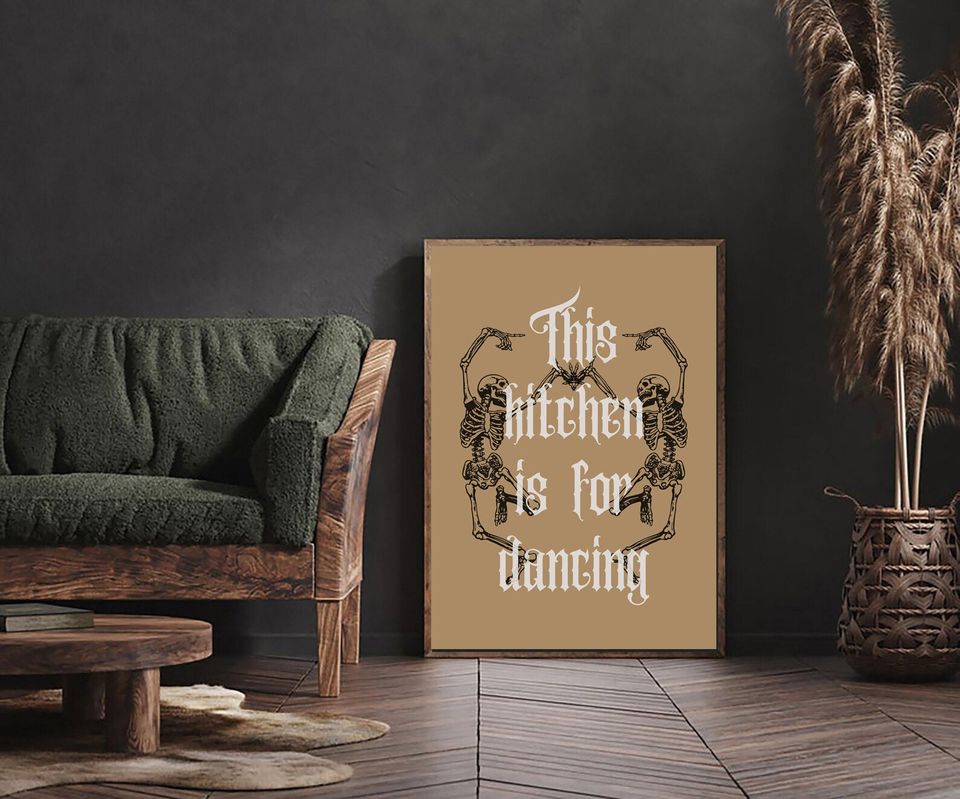 dancing skeletons print | funny halloween decor | spooky wall art
