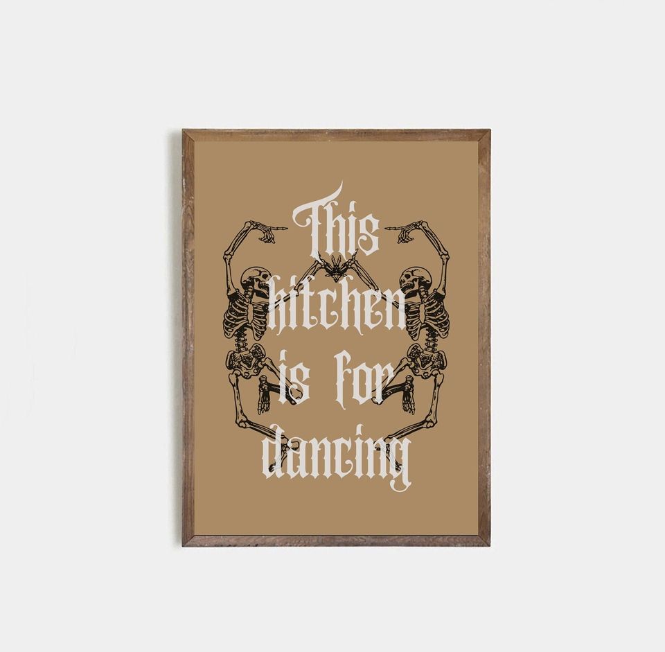 dancing skeletons print | funny halloween decor | spooky wall art
