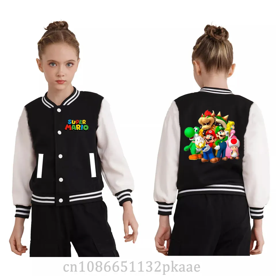 Super Mario Kids Baseball Jacket,  Anime Cartoon Baseball Jacket
