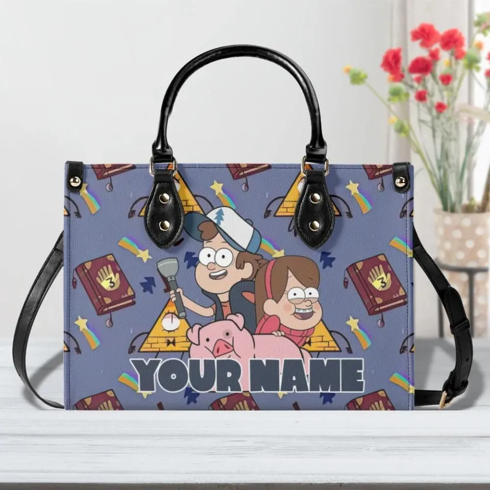 Personalized Gravity Falls Luxury Women PU Leather Handbag, Cartoon Gift, Great