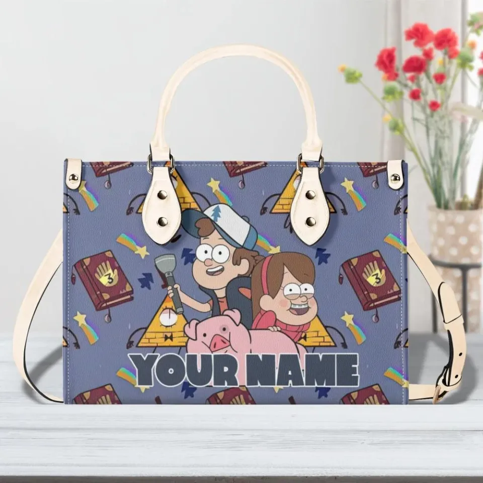 Personalized Gravity Falls Luxury Women PU Leather Handbag, Cartoon Gift, Great