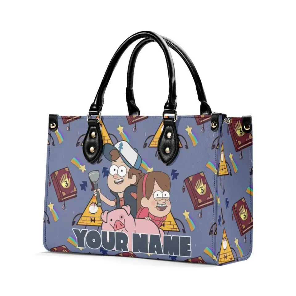 Personalized Gravity Falls Luxury Women PU Leather Handbag, Cartoon Gift, Great