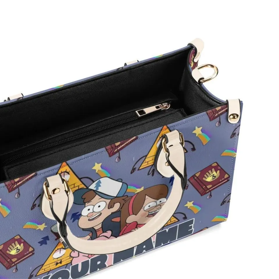 Personalized Gravity Falls Luxury Women PU Leather Handbag, Cartoon Gift, Great
